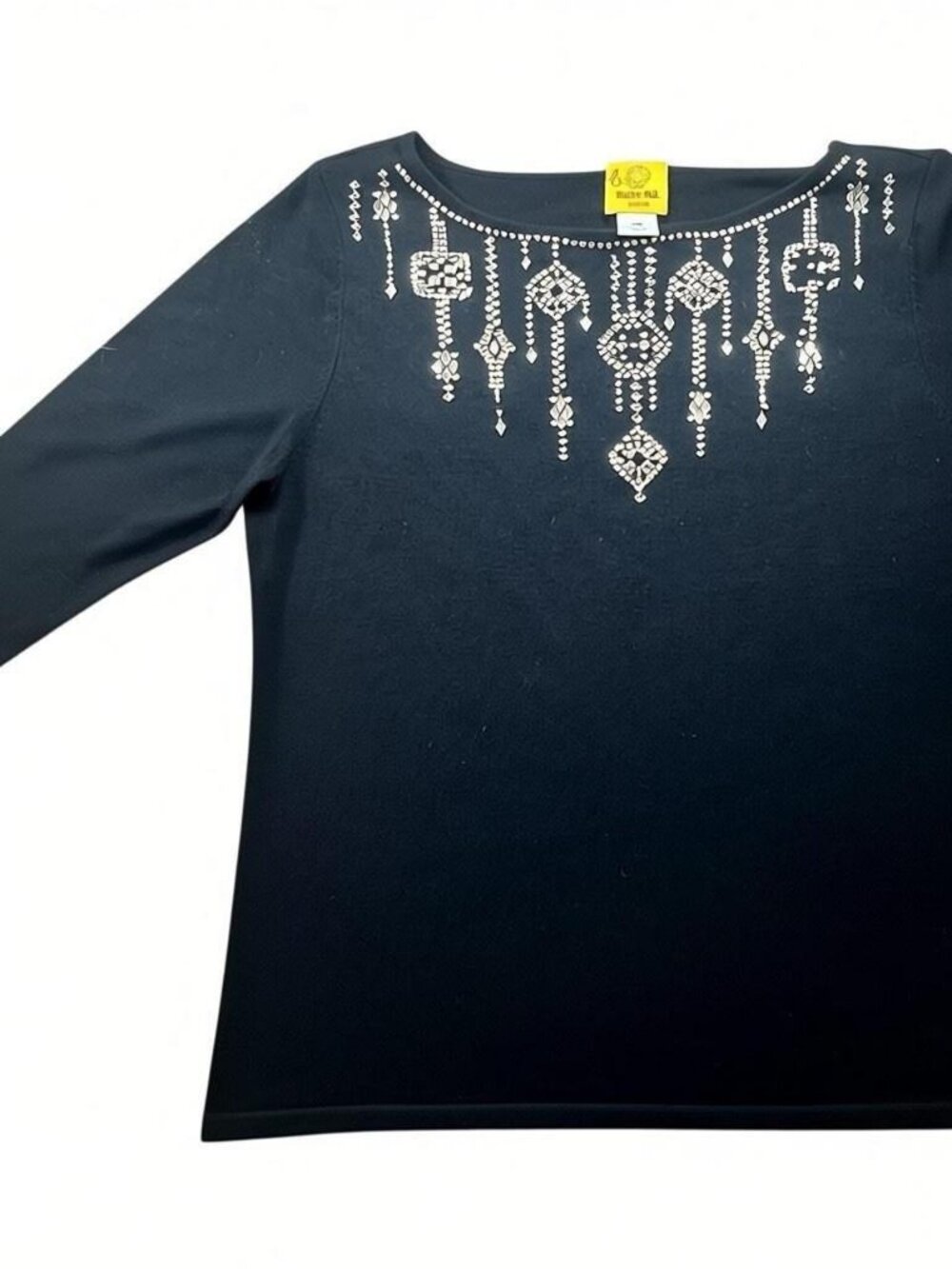Silver Bedazzled Necklace Black Sweater